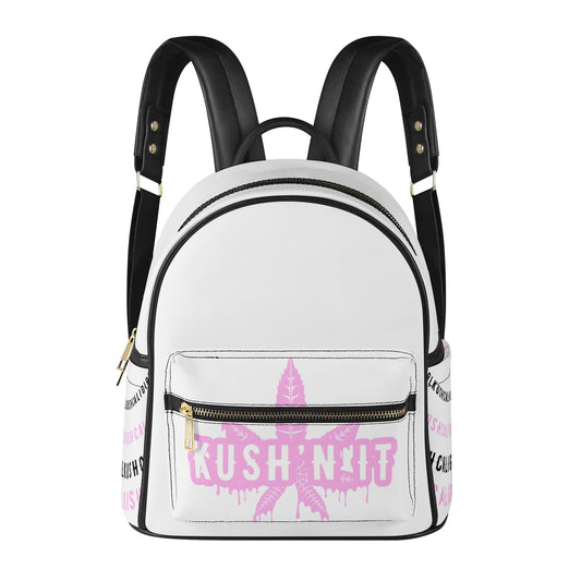 Kush'N it Pink & White Casual Leather Backpack